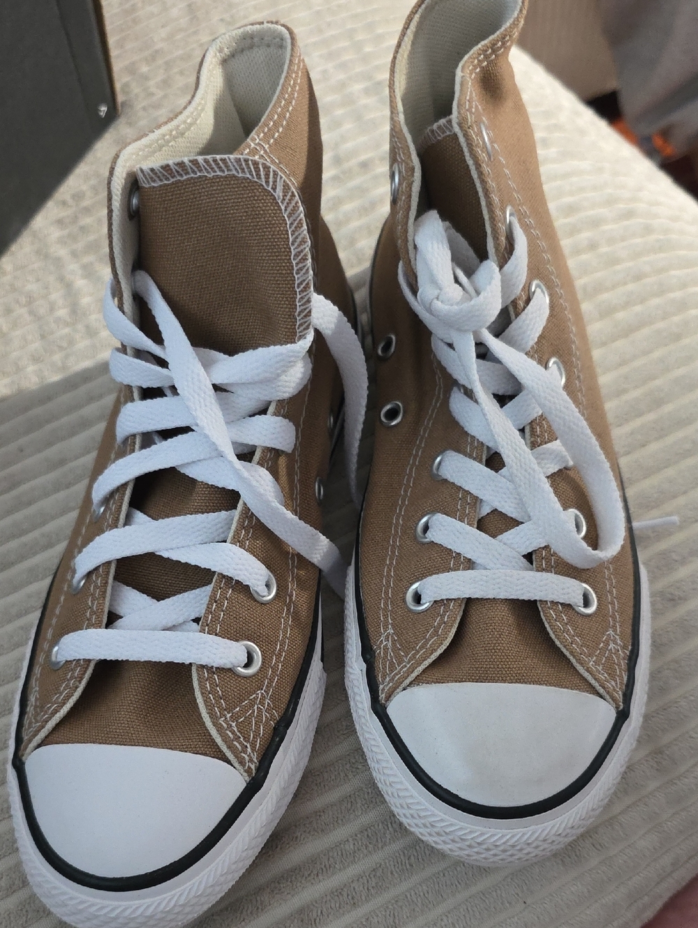 Converse Kids High-Top Sneakers in Tan and White